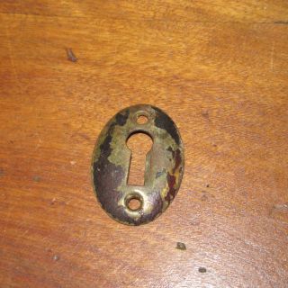3 Matching Victorian Brass Convex Keyhole Cover Escutcheons photo
