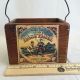 Vintage Wooden Display Trinket Box Basket Parker Brothers Baseball 4.  5 