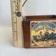 Vintage Wooden Display Trinket Box Basket Parker Brothers Baseball 4.  5 