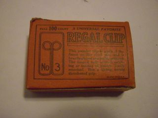 Antique Package Of 100 No.  3 Regal Clips Steel Wire Paper Clip 1 Pkg photo