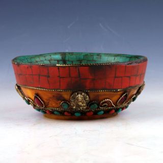 Chinese Hand - Carved Turquoise Bowl Nr photo