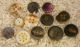 12 Antique Carved Mother Of Pearl / Shell Buttons Incl 2 Pairs & 1 Whistle Buttons photo 1