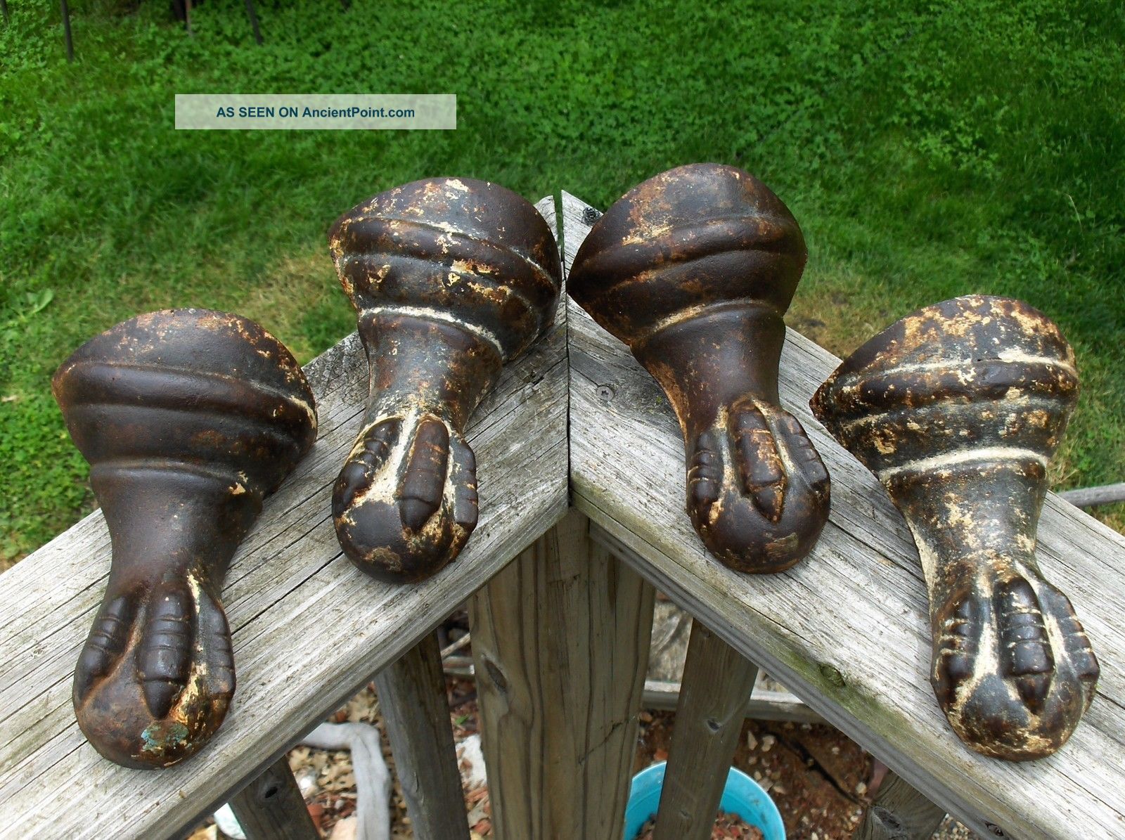 4 Matching Victorian Ball & Eagle Claw Foot Stove/bathtub Cast Iron Antique Feet Bath Tubs photo