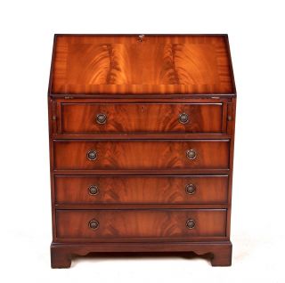 Writing Bureau Inlaid Mahogany Bureau Antique Victorian Style photo