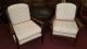 Antique French Provincial Chairs Comfy Cushions Wood Arms & Back Exl 1900-1950 photo 2