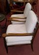 Antique French Provincial Chairs Comfy Cushions Wood Arms & Back Exl 1900-1950 photo 4