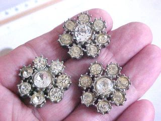 3 Art Deco Vintage Rhinestone Dress Clothes Sewing Buttons 1 