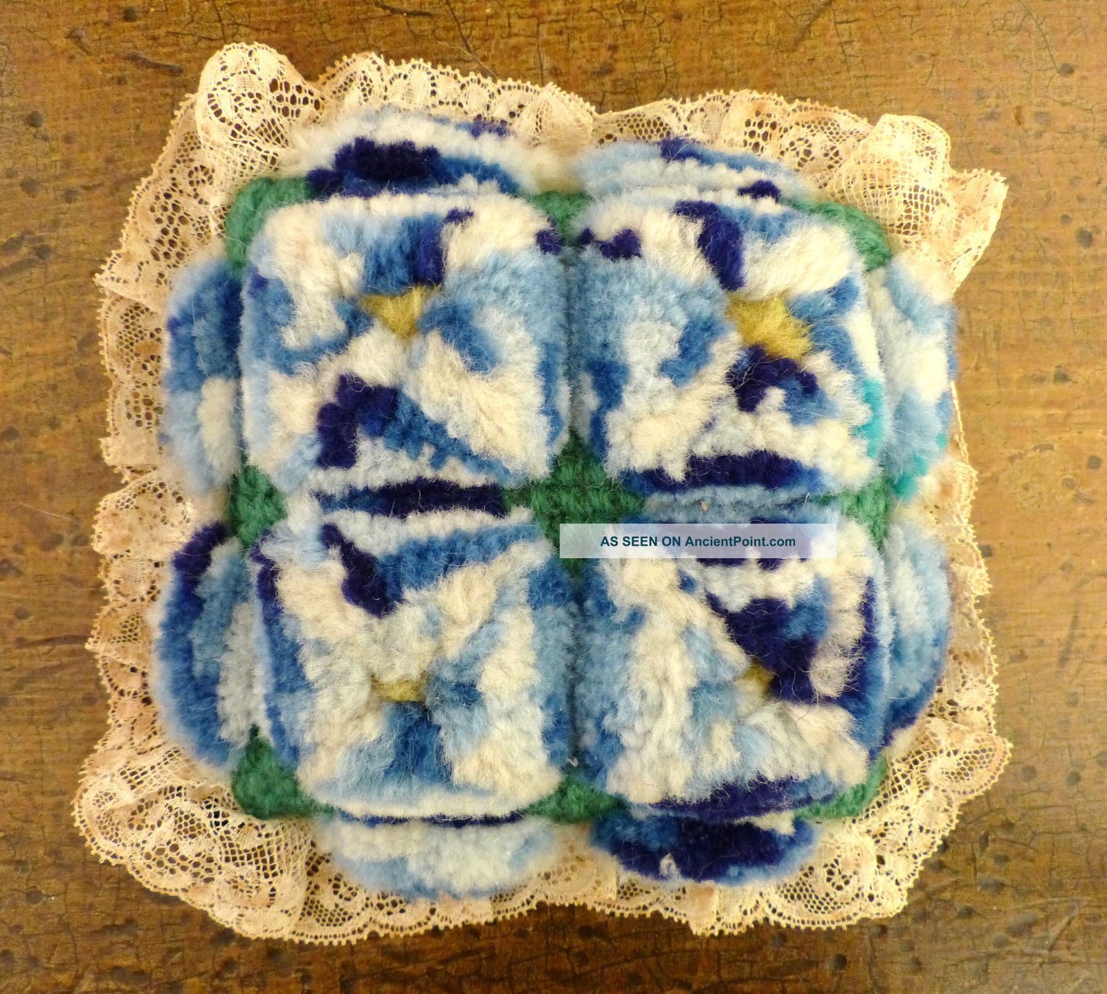 Antique Folk Art Mennonite Amish Sewing Velvet Stumpwork Pin Cushion 2 Pin Cushions photo