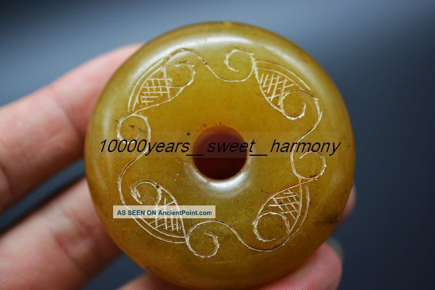 Delicate Chinese Old Jade Carved Retro Pattern Safety Buckle Amulet Jp7 Necklaces & Pendants photo