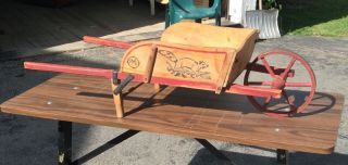 Antique Paris Manufacturing Maine Child ' S Wheelbarrow With Squirrel photo