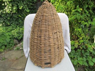 Antique Primitive Hand Made Basket Skep For Bee Swarm Hive Beeskep photo