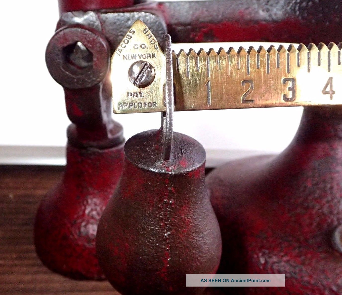 Antique Jacobs Bros 3 Red Cast Iron Balance Scale Scales photo