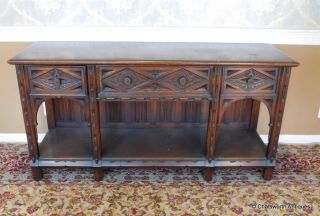 Early 20th Century English Oak Jacobean Hathaway Furniture Dining Room Sideboard photo