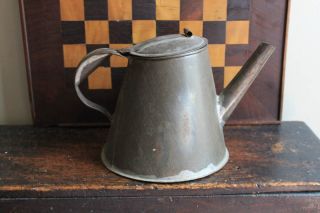 Antique Early Primitive Tin Tea Kettle 2 photo