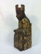 Antique Vintage Hand Carved Wood Sculpture Aztec Inca Mayan Priest Throne Knife The Americas photo 1