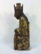 Antique Vintage Hand Carved Wood Sculpture Aztec Inca Mayan Priest Throne Knife The Americas photo 2