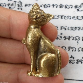 Powerful Magic Lucky Siam Cat Hunting Money Thai Amulet Brass Talisman Rich photo