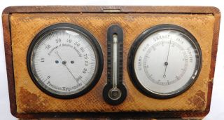 C1910 Desk Barometer Hygrometer Thermometer Vintage Antique Pocket photo