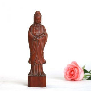 Chinese Huang Yang Wood Hand Carved Kwan - Yin Statue Csy884 photo