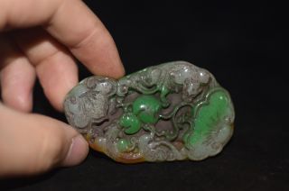 Antique Chinese Hand Carved Aristocratic Wearing Jadeite Jade Pendant F303 photo
