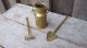 Vintage Mid Century Brass Miniature Milk Can & Rake Shovel Farm Garden Tools Primitives photo 1