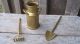 Vintage Mid Century Brass Miniature Milk Can & Rake Shovel Farm Garden Tools Primitives photo 6