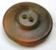 Antique Honey Horn Button W/ Silver Brass Shell Bird Inlay - 5/8 