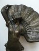 Antique Art Deco Soild Bronze Figurine Of Fan Dancer/flapper On Marble Base Metalware photo 2