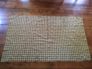 Early Antique Large Slice Homespun Wool Blanket Brown & Cream Textile Aafa photo