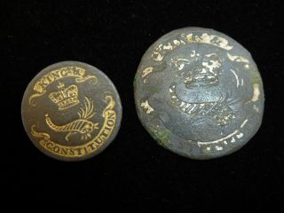 X2 Revolutionary 1784 - 1800 King Constitution Cornucopia English Loyalist Button photo