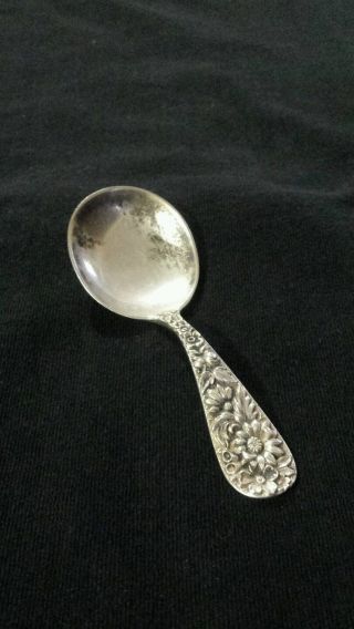 Antique / Vintage S.  Kirk And Son Sterling Silver Repousse Floral Baby Spoon photo