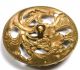Lg Sz Antique Pierced Brass Button Art Nouveau Ginkgo Leaves & Berries - 1 & 3/8 Buttons photo 1