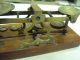 Antique London Brass Postage Scale W/weights Scales photo 2