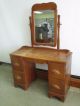 Vintage Desk Vanity & Mirror Maple Wood Dresser & Mirror 4 Drawers 42x17x30 Post-1950 photo 1