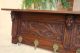 Huge Antique French Carved Oak Wall Shelf Coat Rack Bookshelf Architechural 1900-1950 photo 4