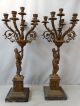 (2) Antique Egyptian Blackamoor Figural Lady Statue Old Candle Holder Candelabra Metalware photo 7
