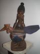 Large Yoruba Agere Ifa Divination Bowl Woman Holding A Chicken Sculptures & Statues photo 2