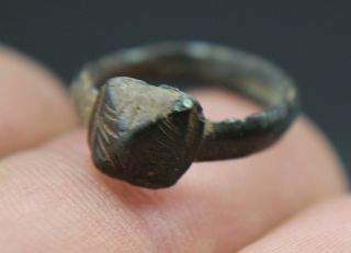 Viking Period Bronze Finger Ring With Decorated Bezel Norse Jewelery 800 Ad, photo