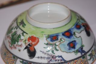 Chinese Hand Painted Famille Rose Checken Bowl photo