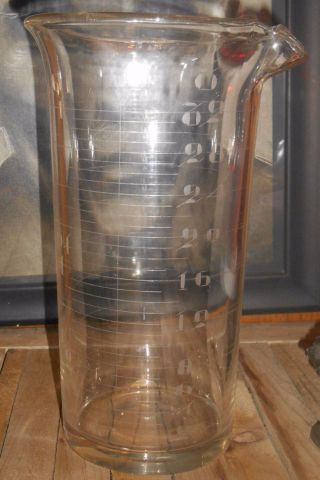 Antique Etched Drugstore Measuring Lab Beaker Apothecary Whitall Tatum 32oz Qt photo