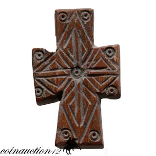 Stunning 1700 Ad Hand Made Carved B0ne Cross Pendant photo