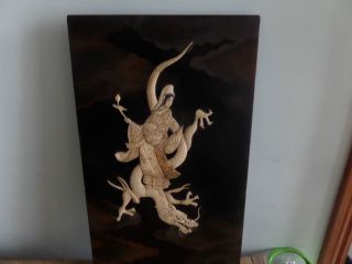 Oriental Bone [bovine] Carved Figure Of Girl Riding A Dragon, photo