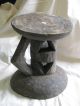 Antique Congolese Carved Wooden Stool,  Simple Geometric Pattern & Handle C 1850 Other African Antiques photo 1