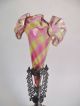 Antique Victorian Art Glass Epergne Vase Rainbow Pink Amber Swirl Stripe Silver Vases photo 2