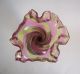 Antique Victorian Art Glass Epergne Vase Rainbow Pink Amber Swirl Stripe Silver Vases photo 8