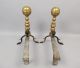 Fine Pair Antique Early 19c Hand Wrought Brass Iron Andirons Aafa Hearth Ware photo 4