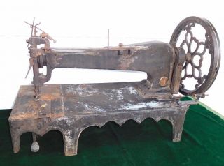 Mid 1800 ' S Singer Antique Leather Sewing Machine W/iron Stand photo