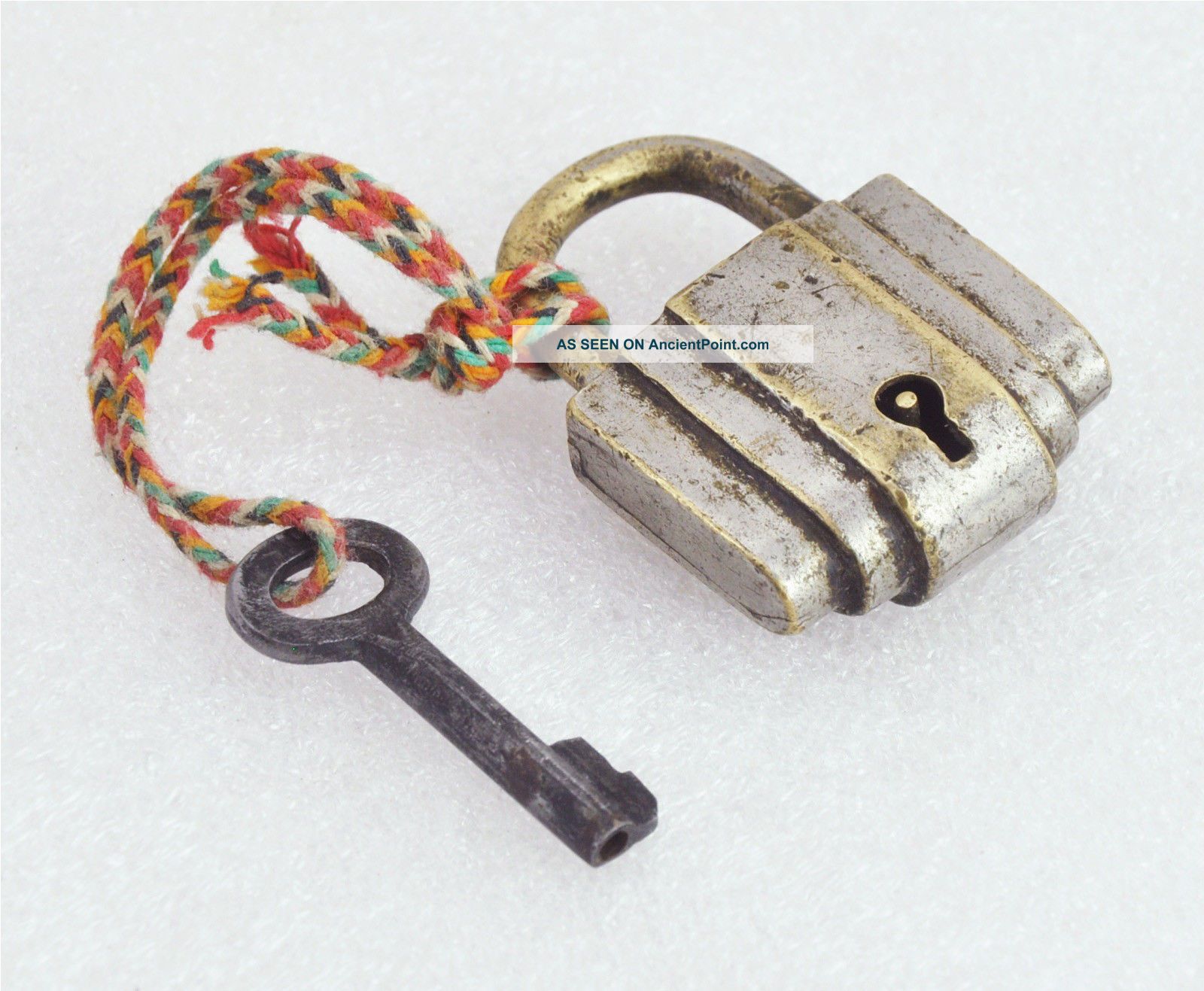 1900s Indian Antique Hand Crafted Engraved Brass Levers System Pad Lock Locks & Keys photo