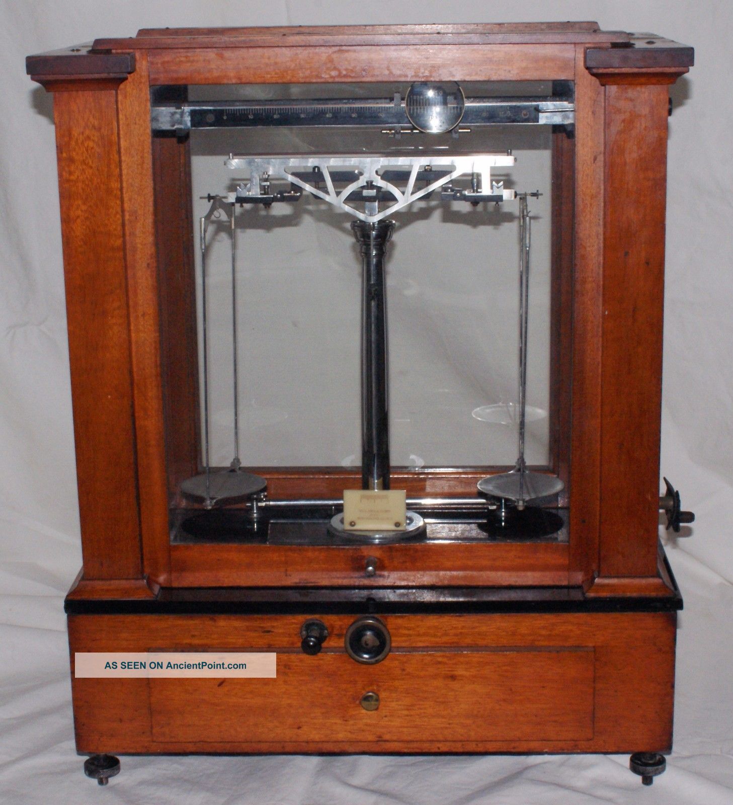Antique Analytical Scale Balance Beam Jeweler Apothecary Magnifier Voland & Sons Scales photo