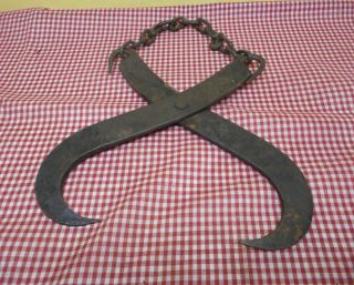 Vintage/antique Cast Iron/metal Ice Block Tong/hook Or Hay Bale Carrier Tool photo